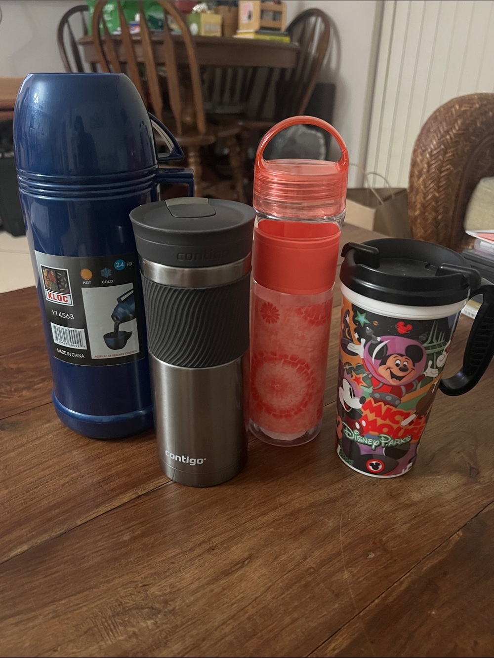 Bundle of 1 thermo 1 Contigo stainless steel 1 water bottle 1 Mickey cup